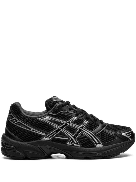 BLACK AND SILVER ASICS